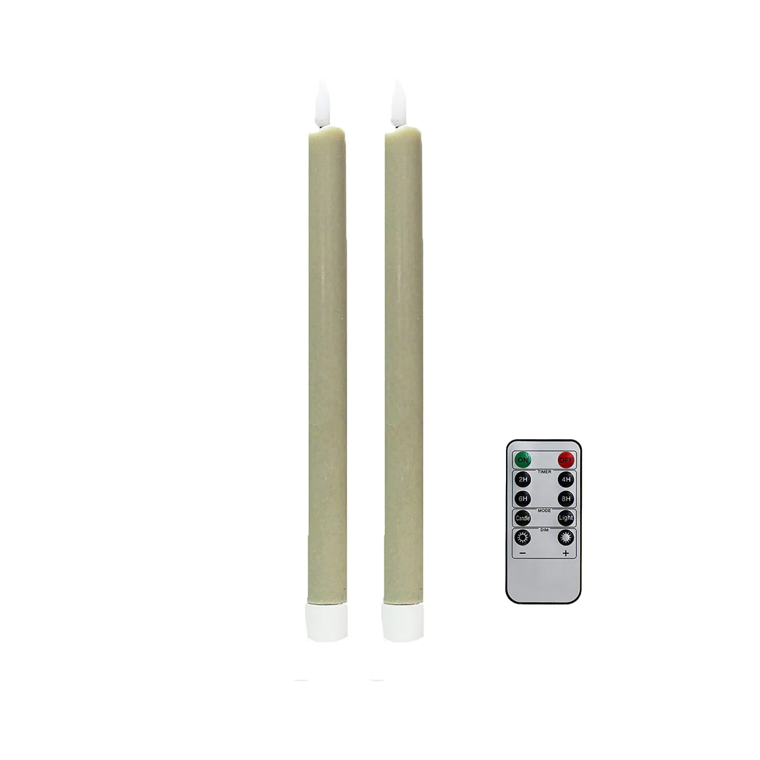 Cappuccino LED Taper Candle Set of 2 - The Preppy Bunny