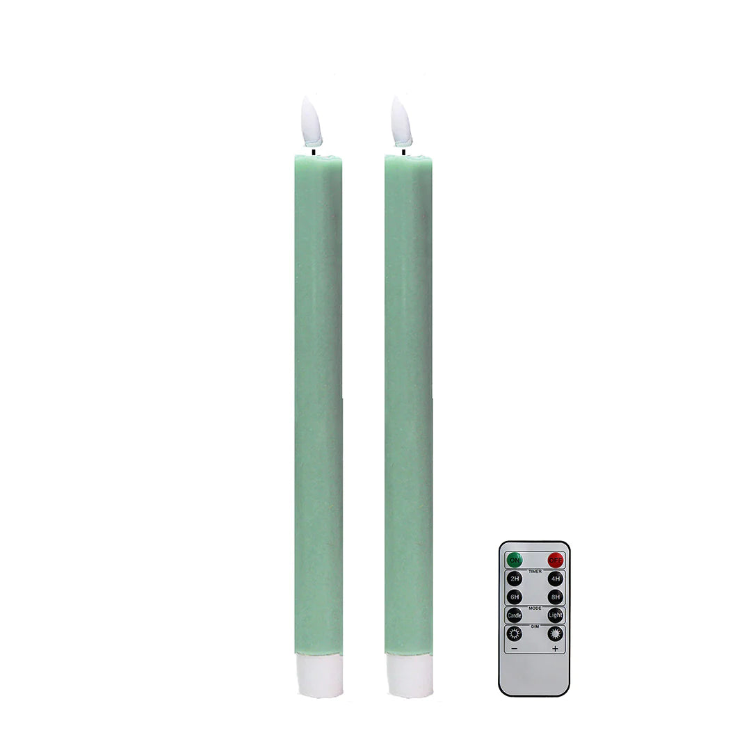 Sage LED Taper Candle Set of 2 - The Preppy Bunny