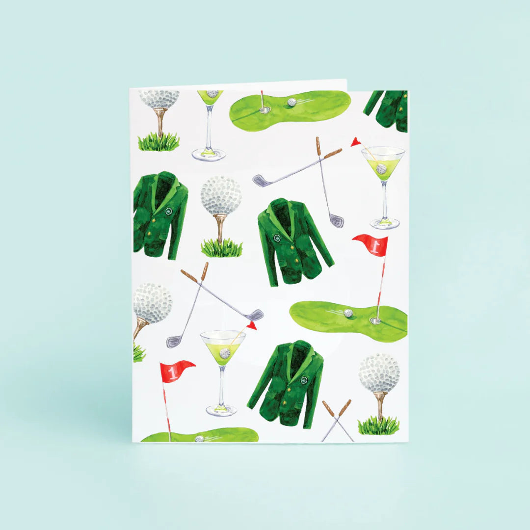Golf & Cocktails Pattern Boxed Greeting Card Set - The Preppy Bunny