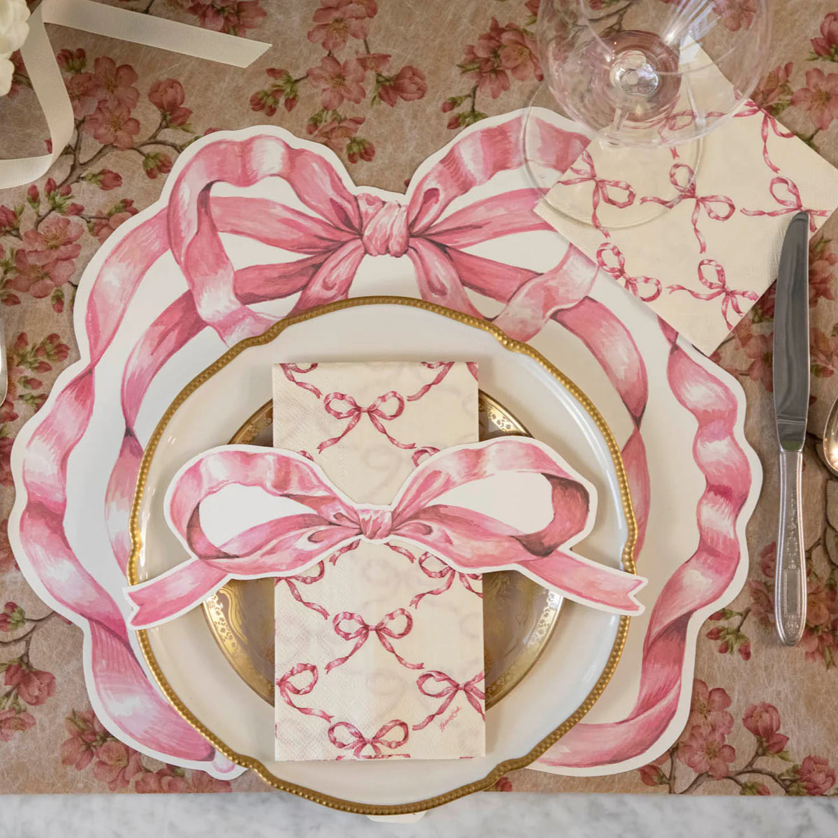 Die-cut Pink Bow Placemats - The Preppy Bunny