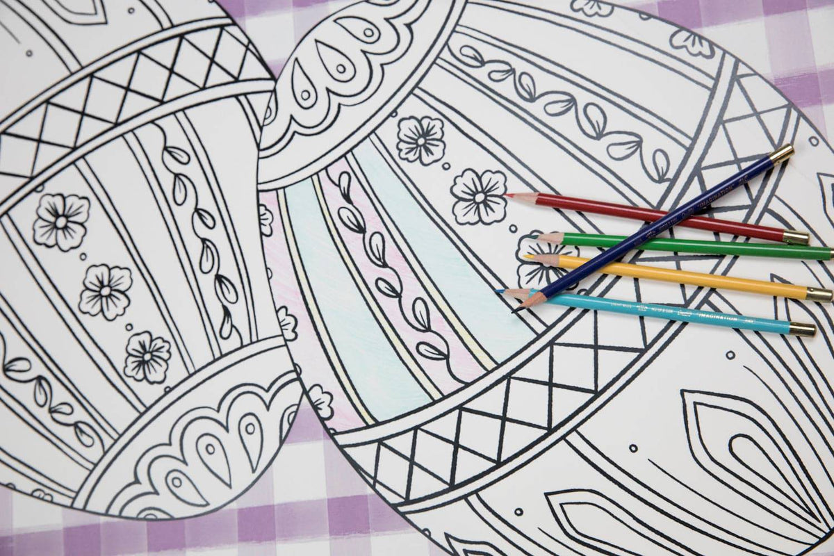 Coloring Easter Egg Paper Placemats - The Preppy Bunny