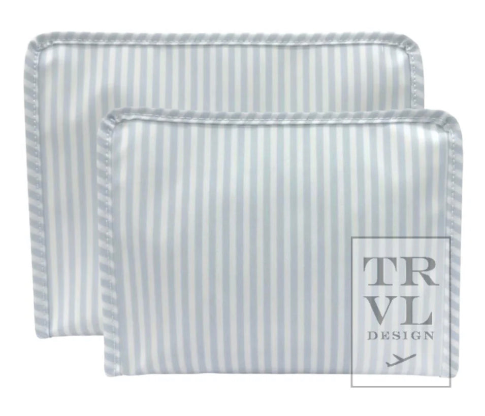 Blue Stripe Roadie Pouch - 2 sizes available - The Preppy Bunny