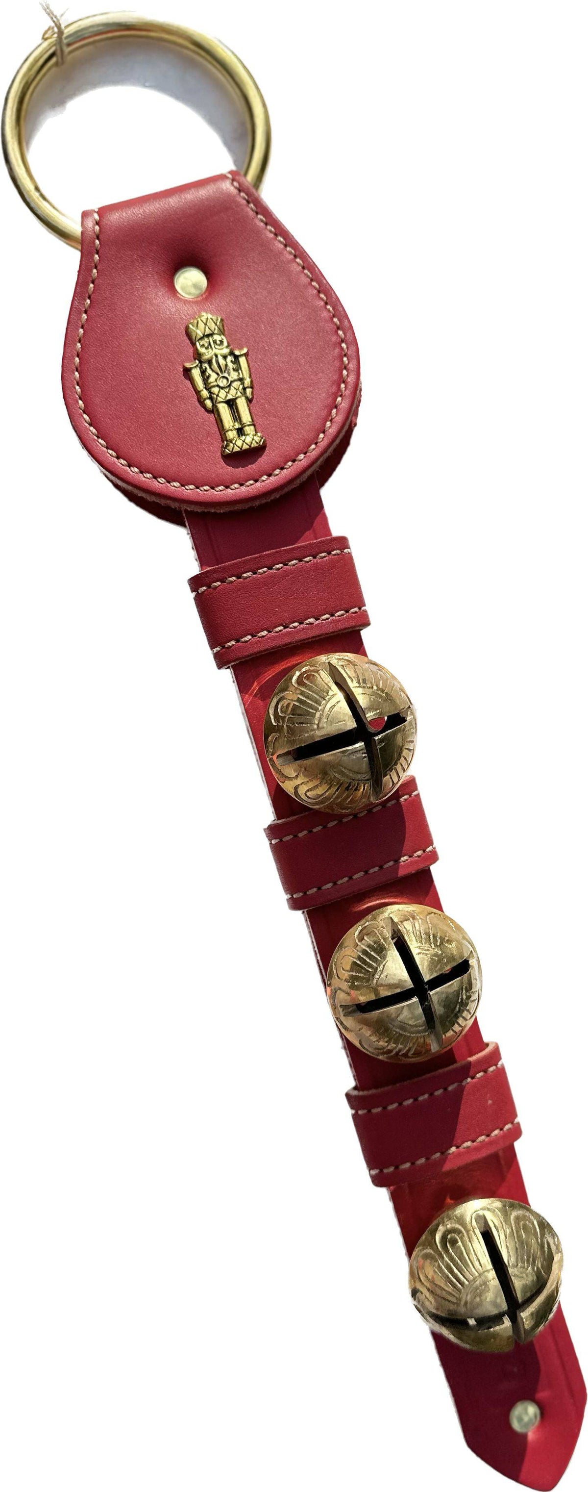 3 Sleigh Bell Nutcracker Charm Leather Strap, Red - The Preppy Bunny