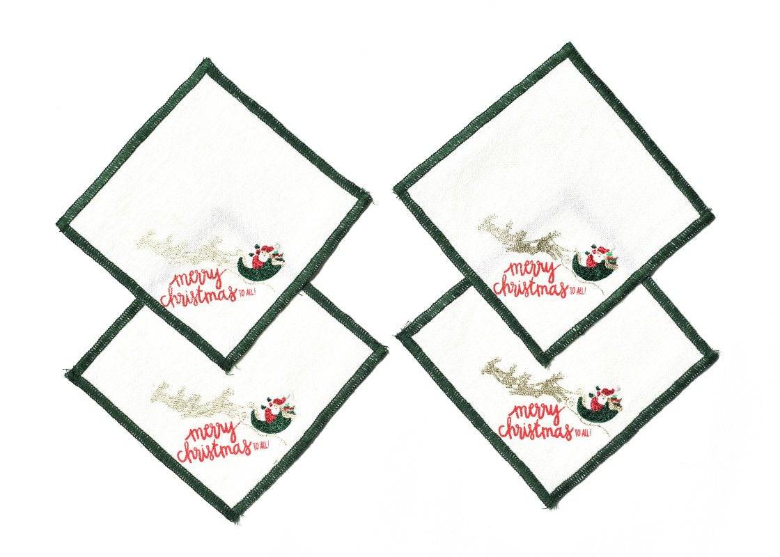 Flying Santa Cocktail Napkins, Set Of 4 - The Preppy Bunny