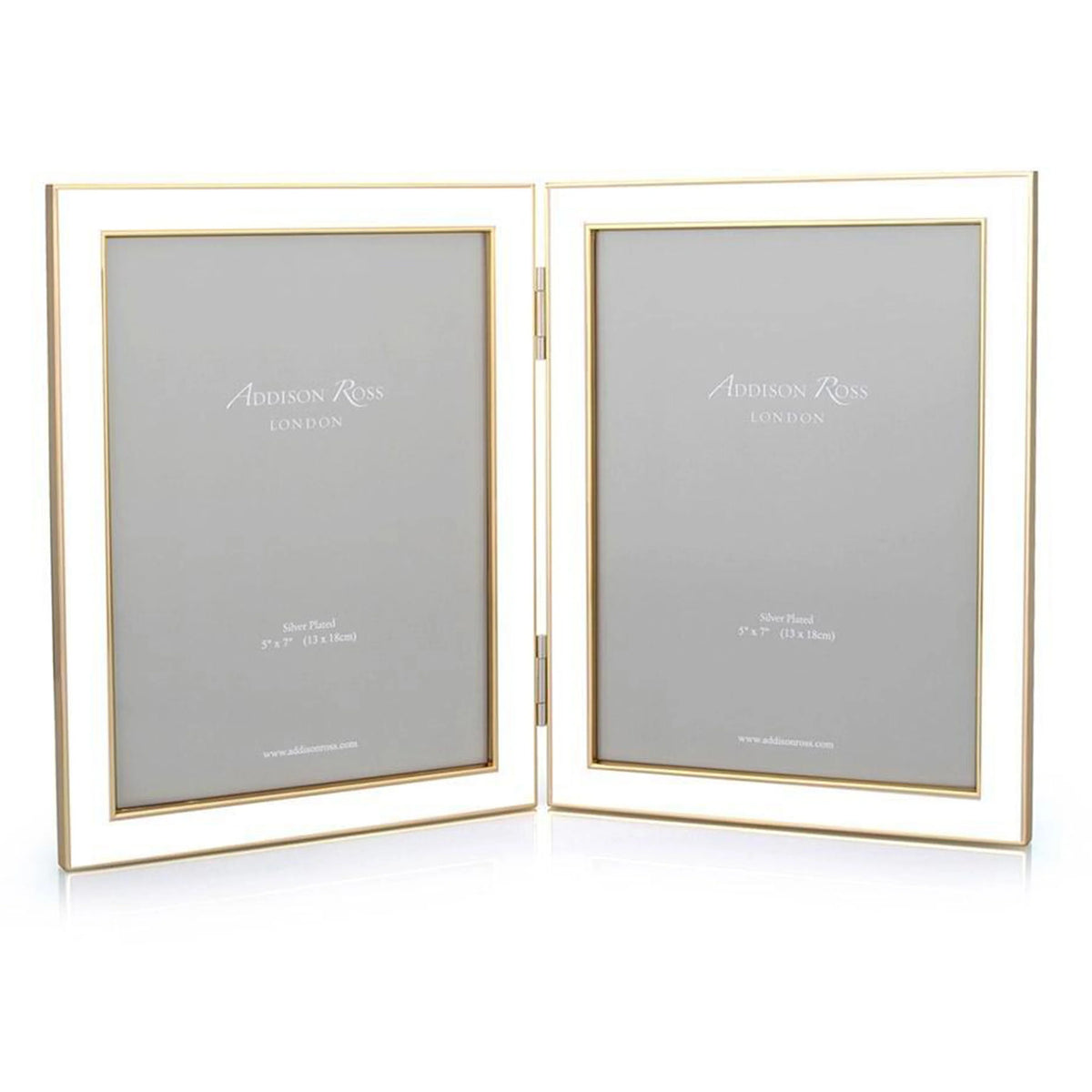 White Enamel & Gold Double Frame - The Preppy Bunny