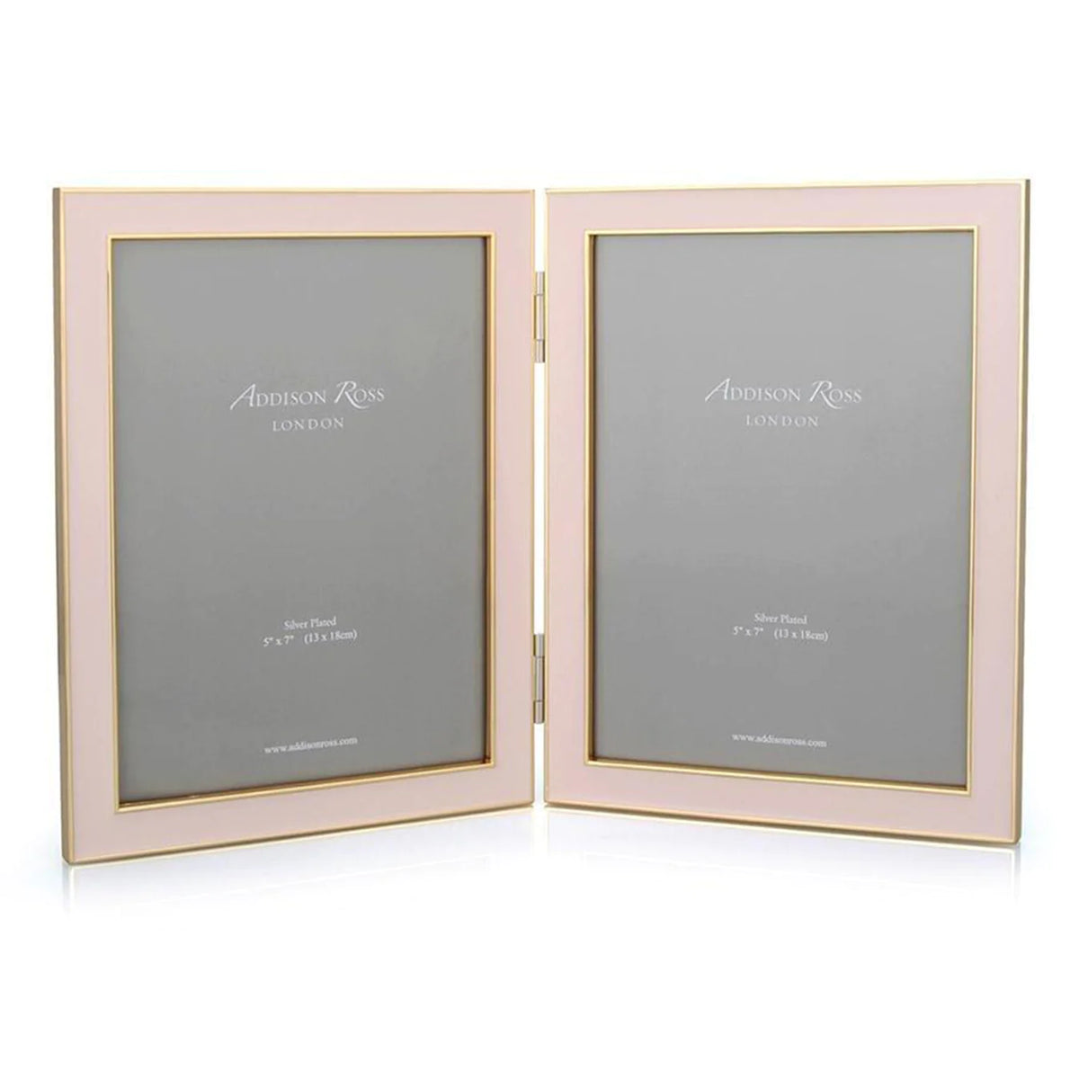 Pale Pink &amp; Gold Enamel Double Picture Frame - The Preppy Bunny