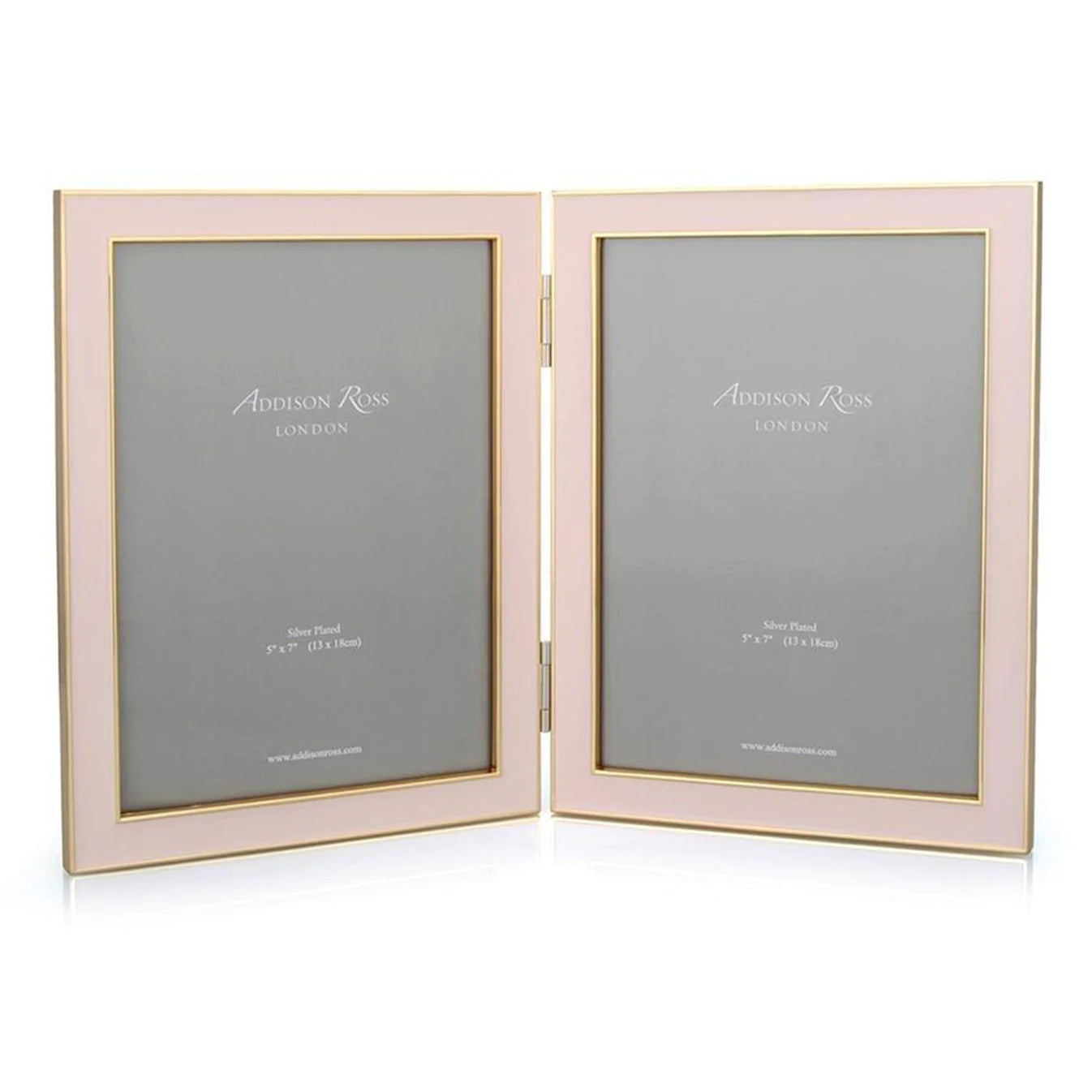 Pale Pink & Gold Enamel Double Picture Frame - The Preppy Bunny