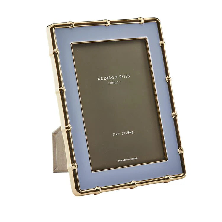 Pale Denim & Gold Bamboo Enamel Photo Frame - The Preppy Bunny