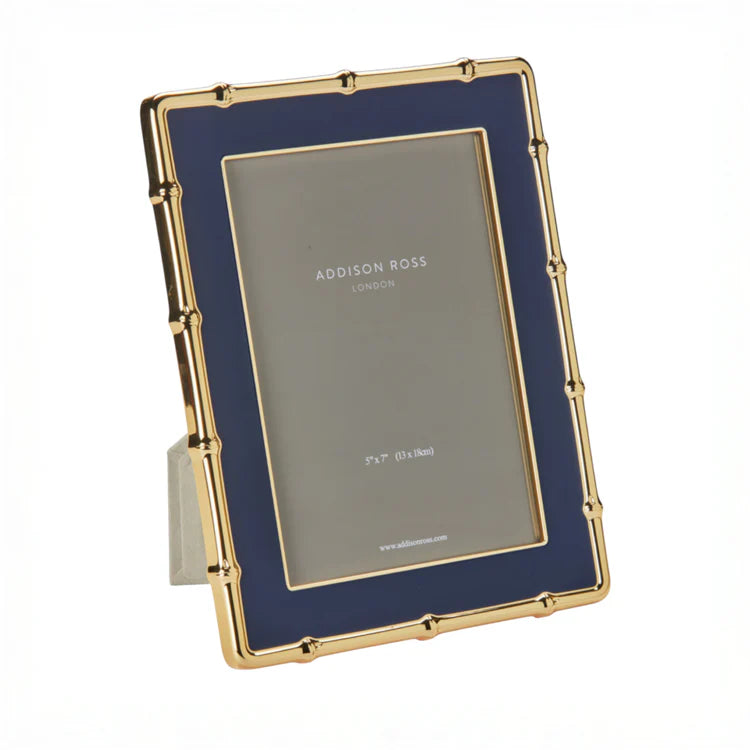 Navy & Gold Bamboo Enamel Photo Frame - The Preppy Bunny