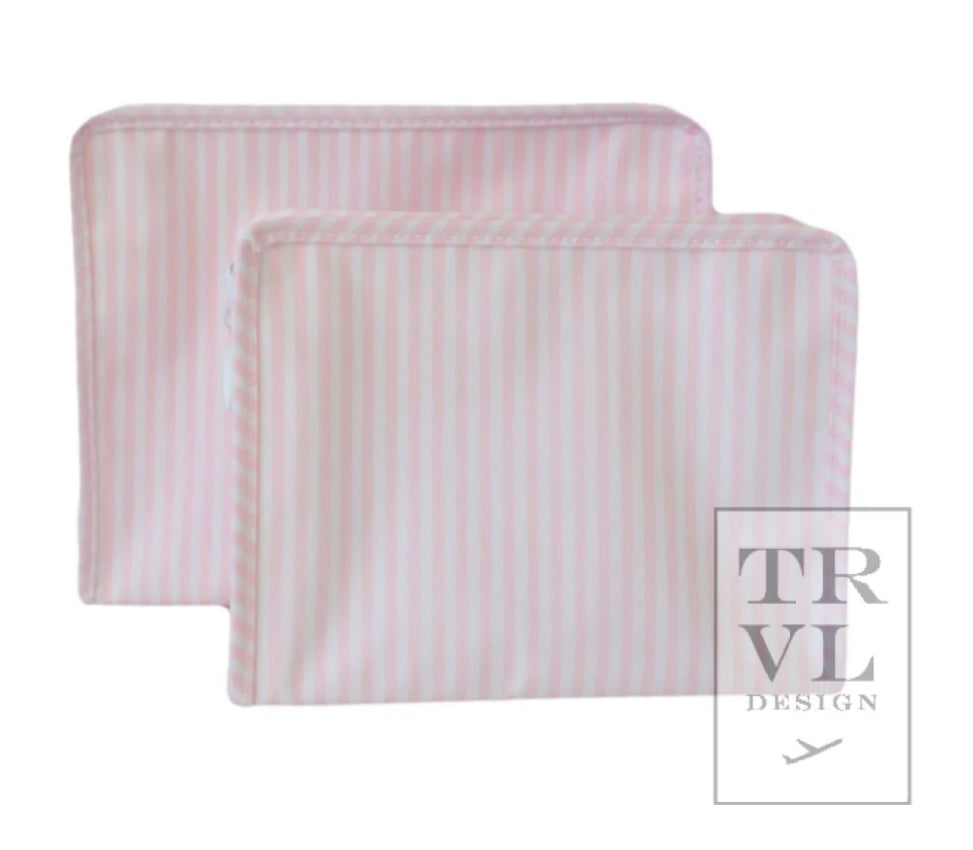 Pink Stripe Roadie Pouch - 2 sizes available - The Preppy Bunny