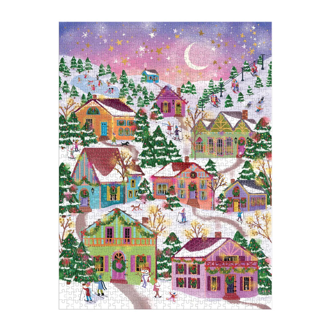 Joy Laforme Snowcap Village 1000 Piece Foil Puzzle - The Preppy Bunny