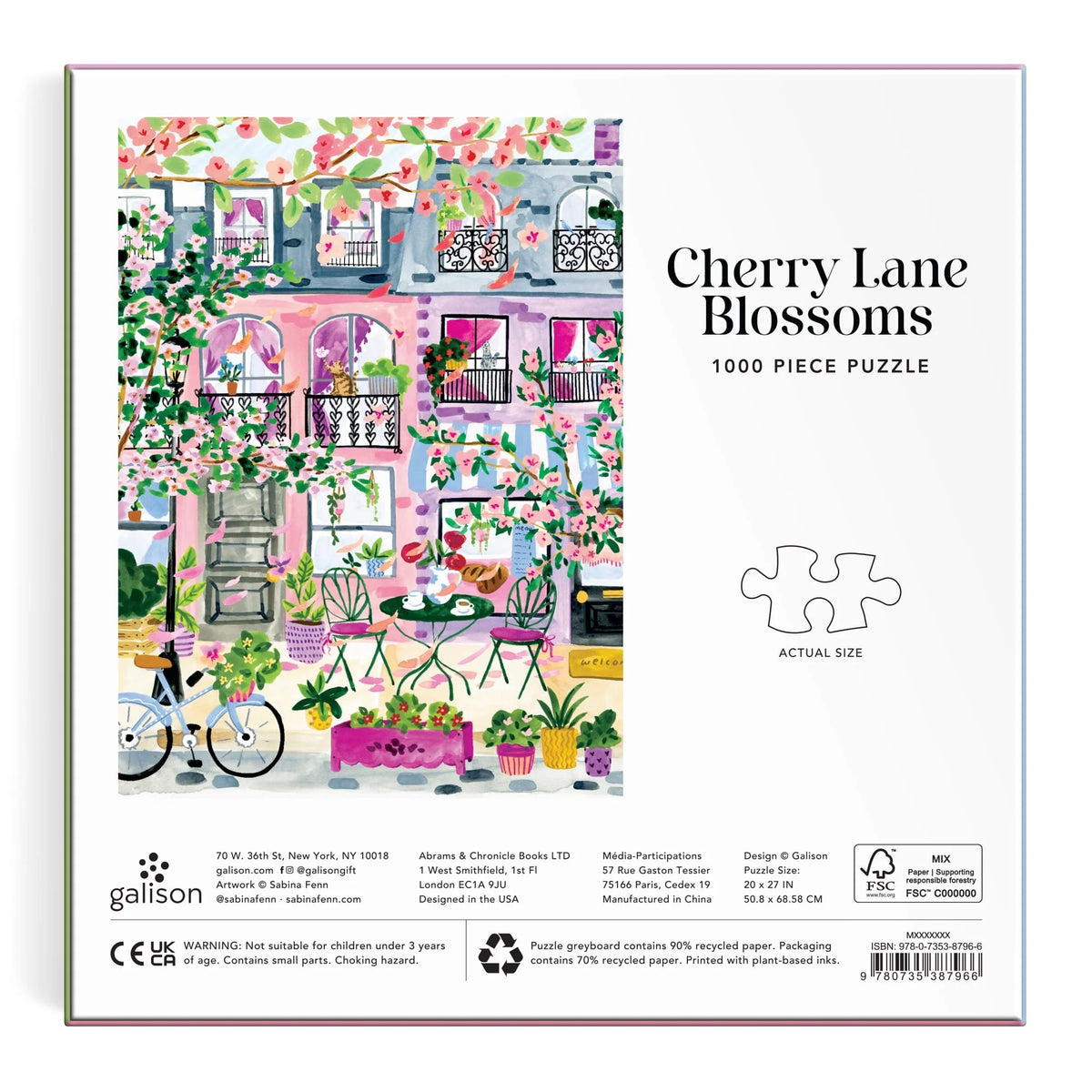 Cherry Lane Blossoms 1000 Piece Puzzle - The Preppy Bunny