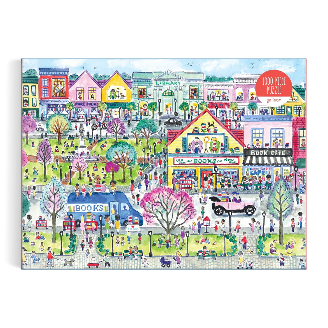 Michael Storrings Book Town 1000 Piece Puzzle - The Preppy Bunny