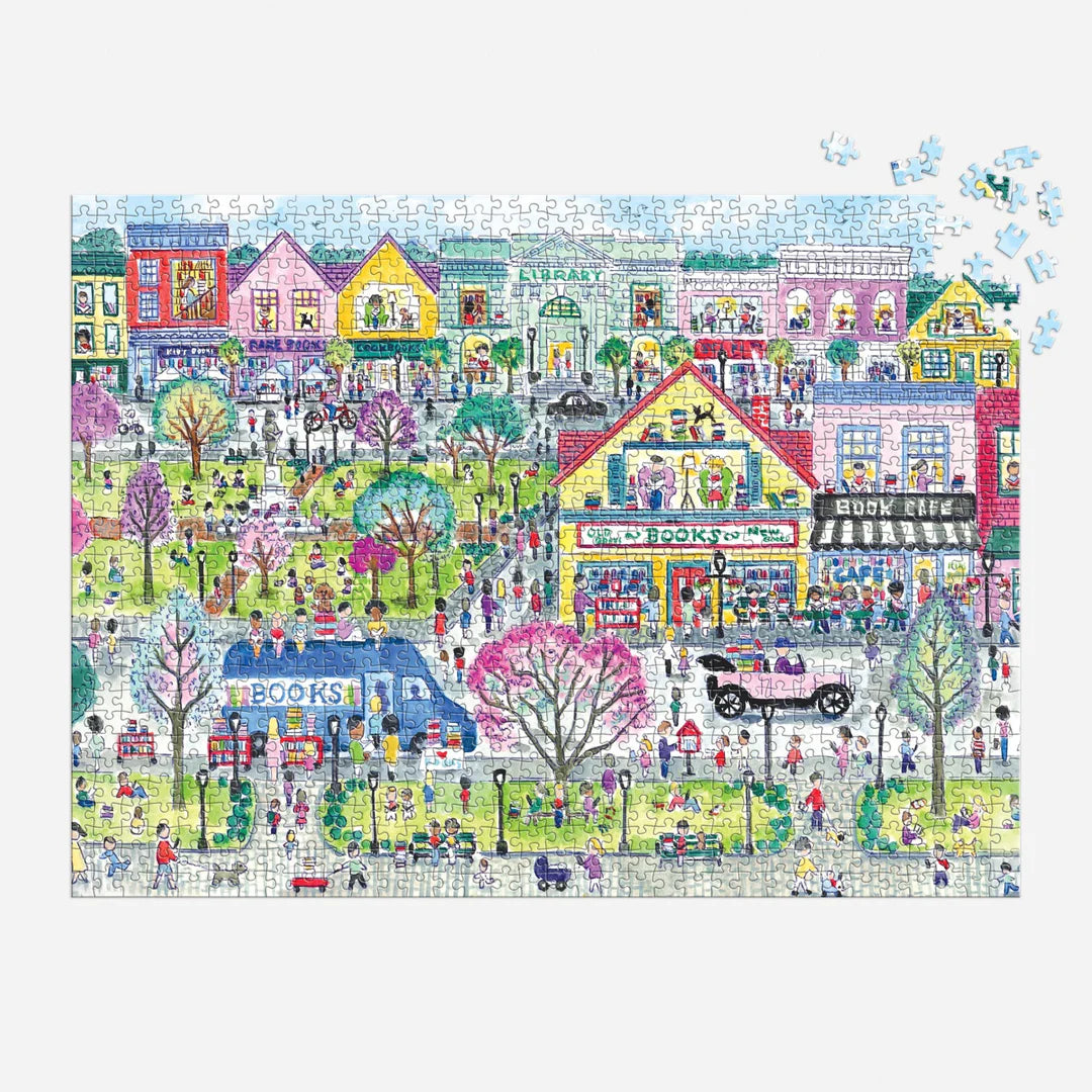 Michael Storrings Book Town 1000 Piece Puzzle - The Preppy Bunny