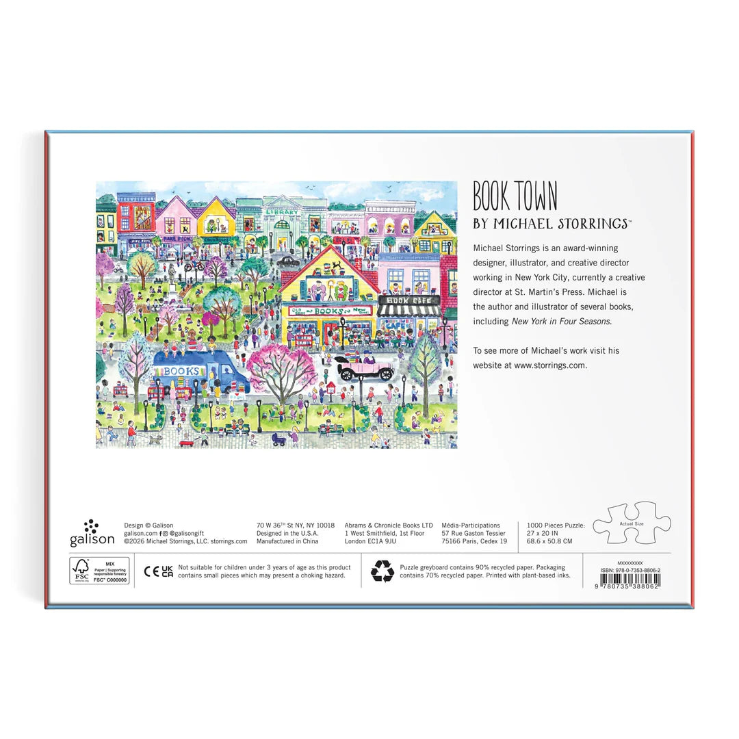 Michael Storrings Book Town 1000 Piece Puzzle - The Preppy Bunny