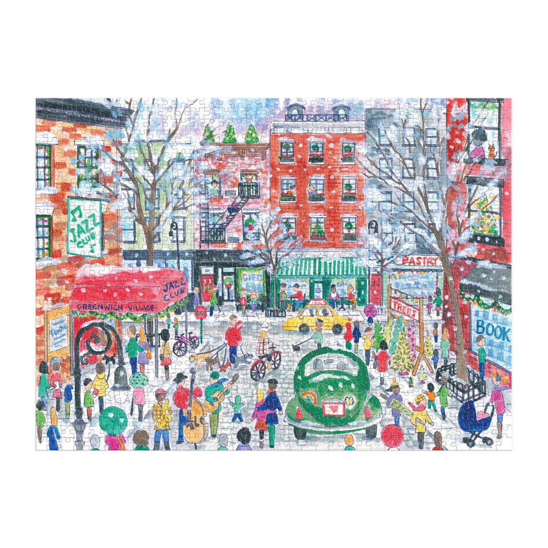 Michael Storrings Christmas in Greenwich Village 1000 Piece Puzzle - The Preppy Bunny