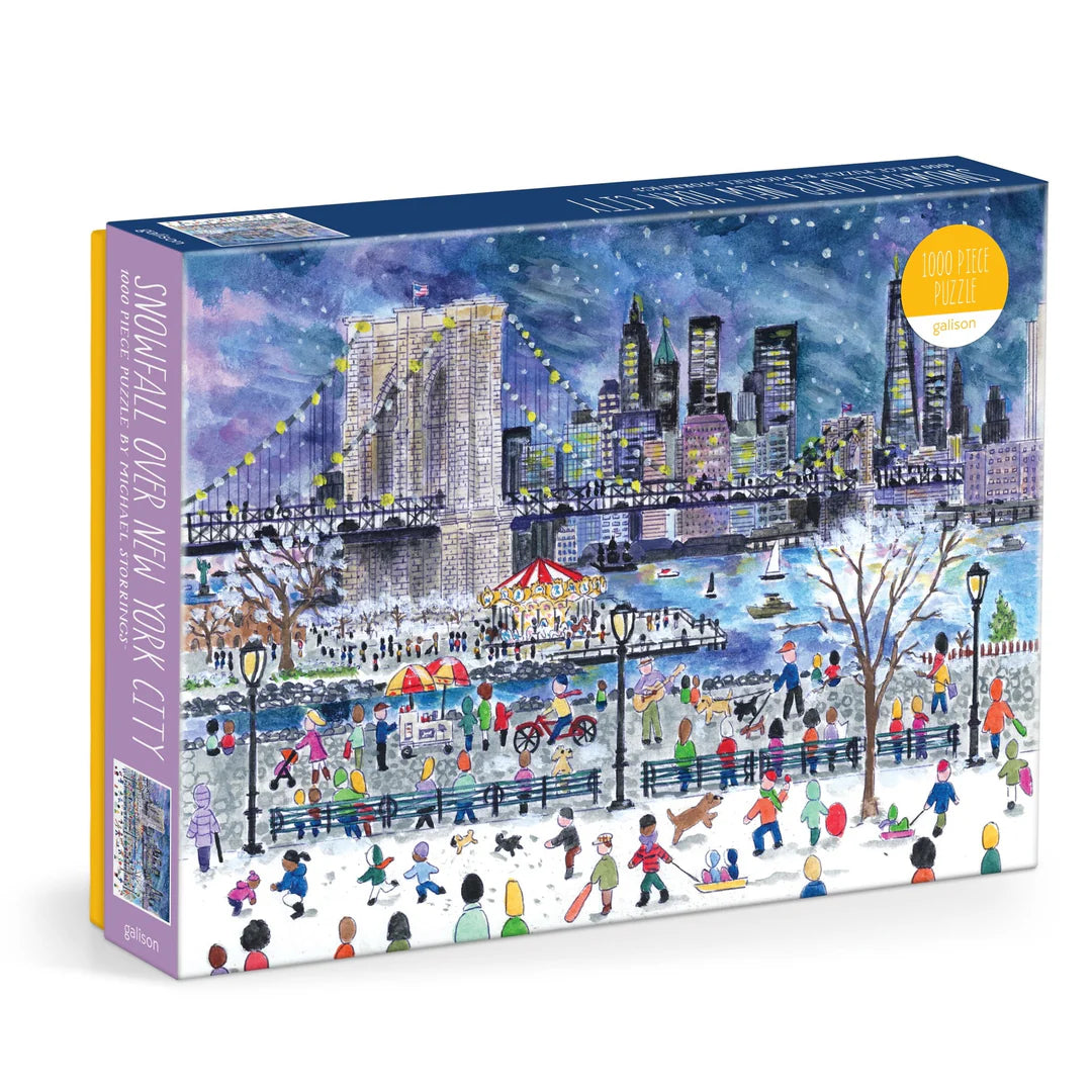Michael Storrings Snowfall Over New York City 1000 Piece Puzzle - The Preppy Bunny