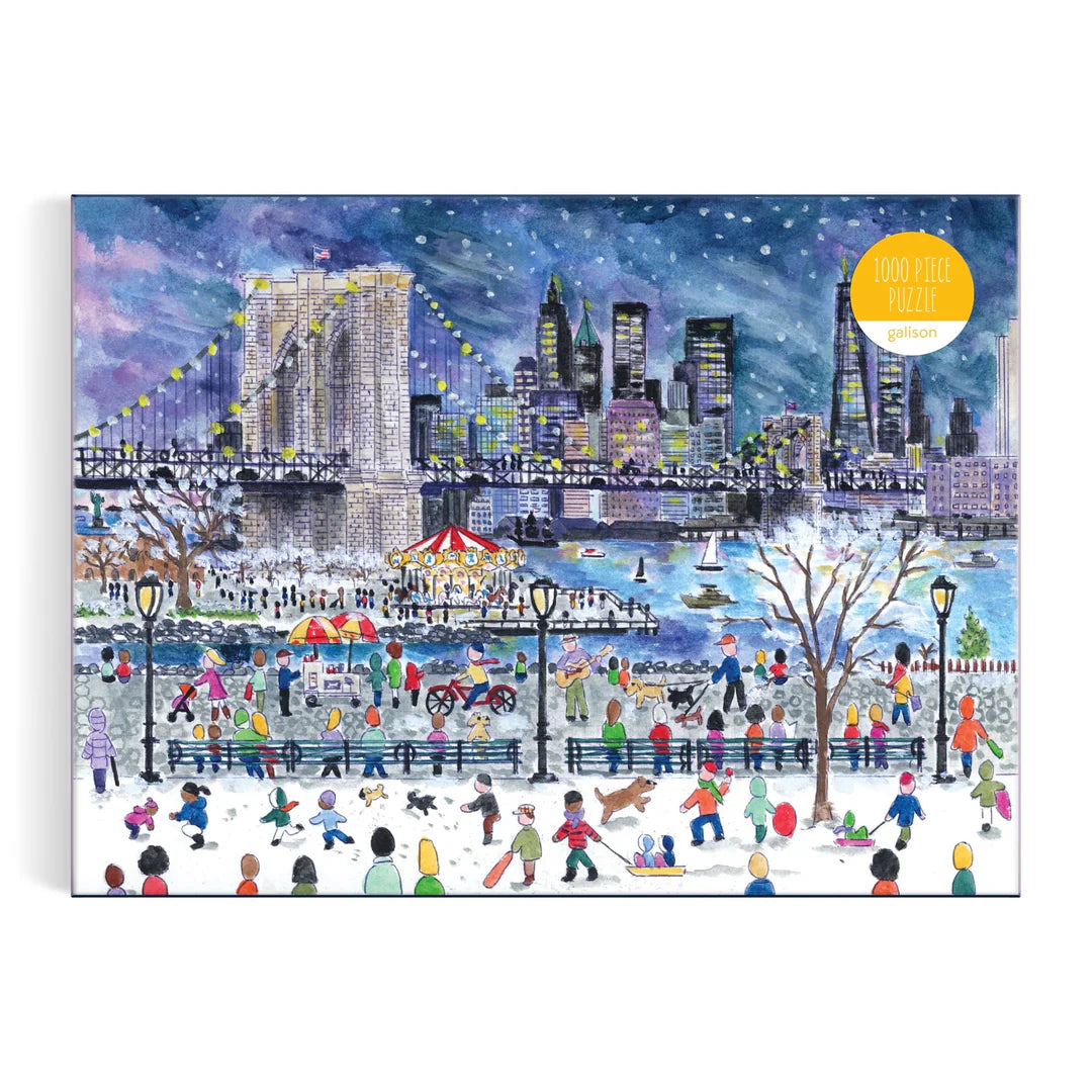 Michael Storrings Snowfall Over New York City 1000 Piece Puzzle - The Preppy Bunny
