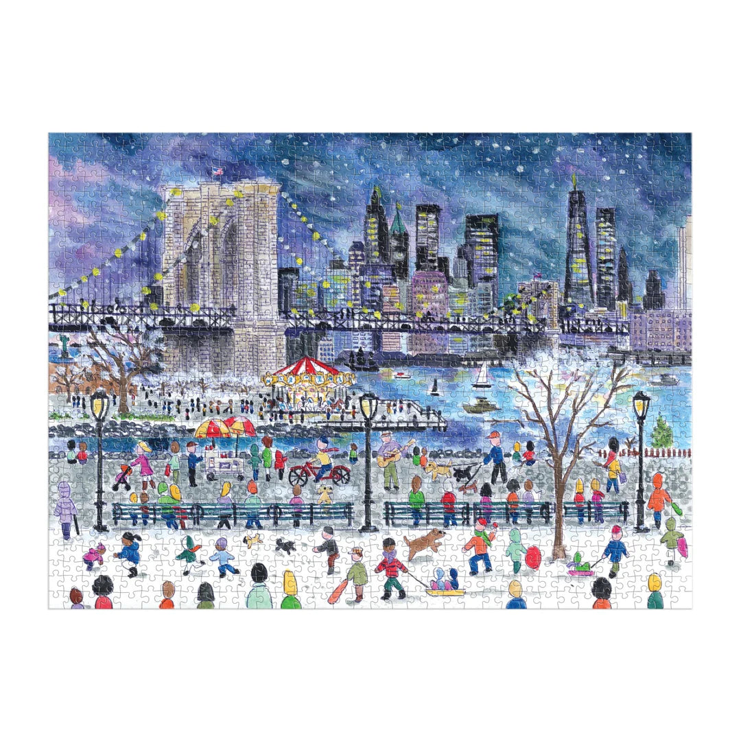 Michael Storrings Snowfall Over New York City 1000 Piece Puzzle - The Preppy Bunny