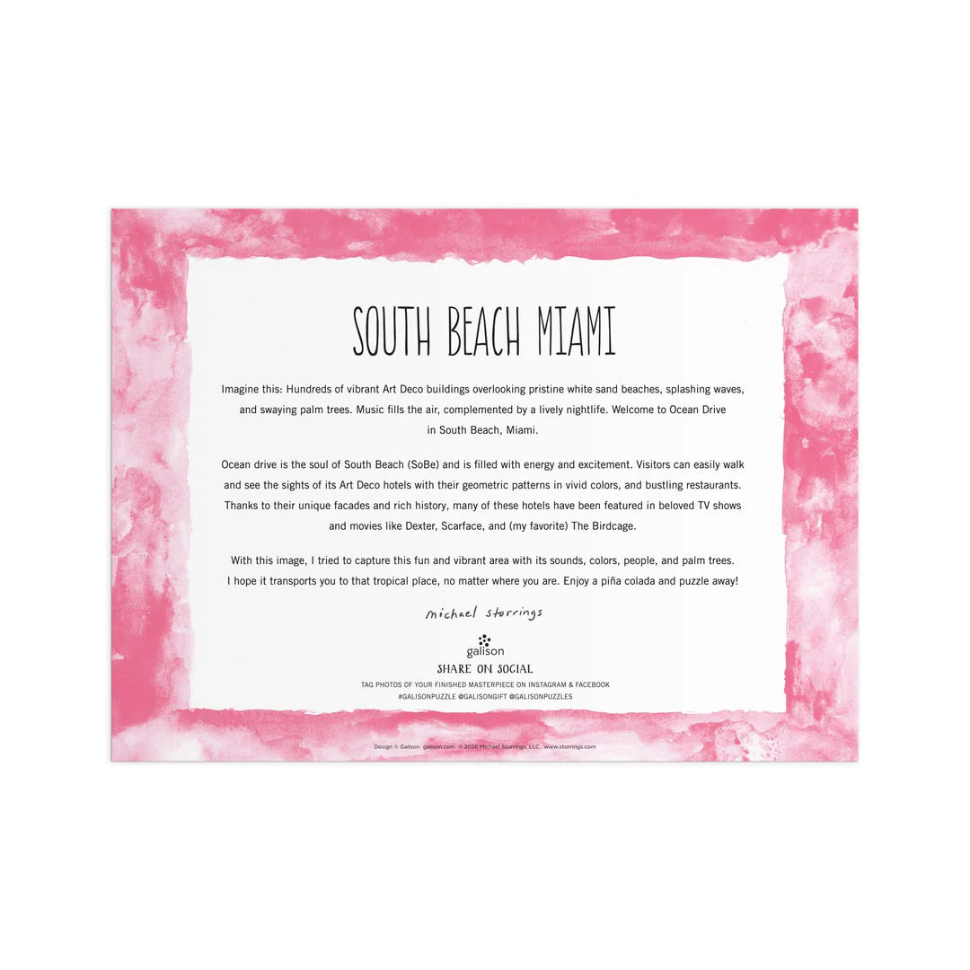 Michael Storrings South Beach Miami 1000 Piece Puzzle - The Preppy Bunny