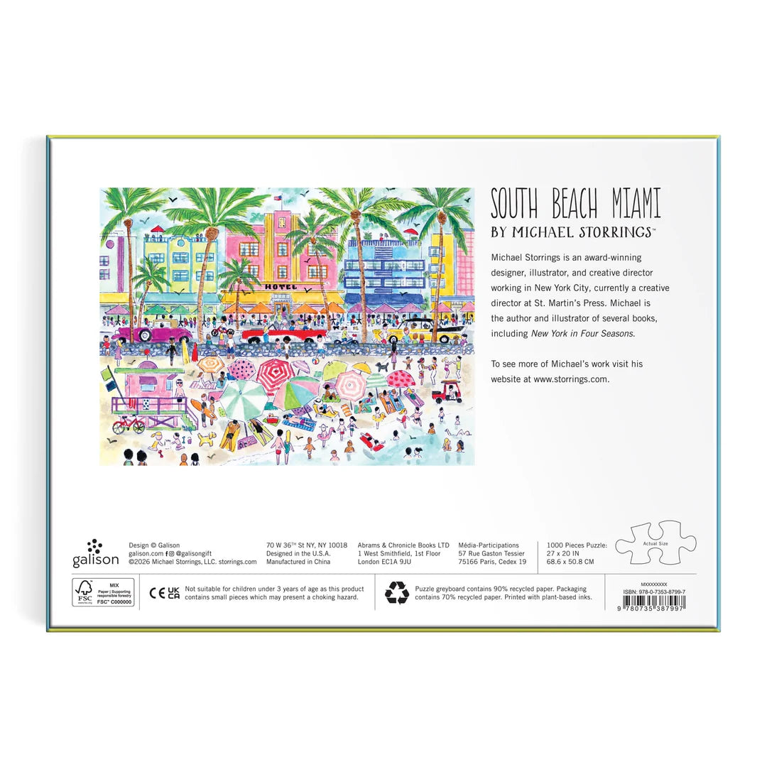 Michael Storrings South Beach Miami 1000 Piece Puzzle - The Preppy Bunny