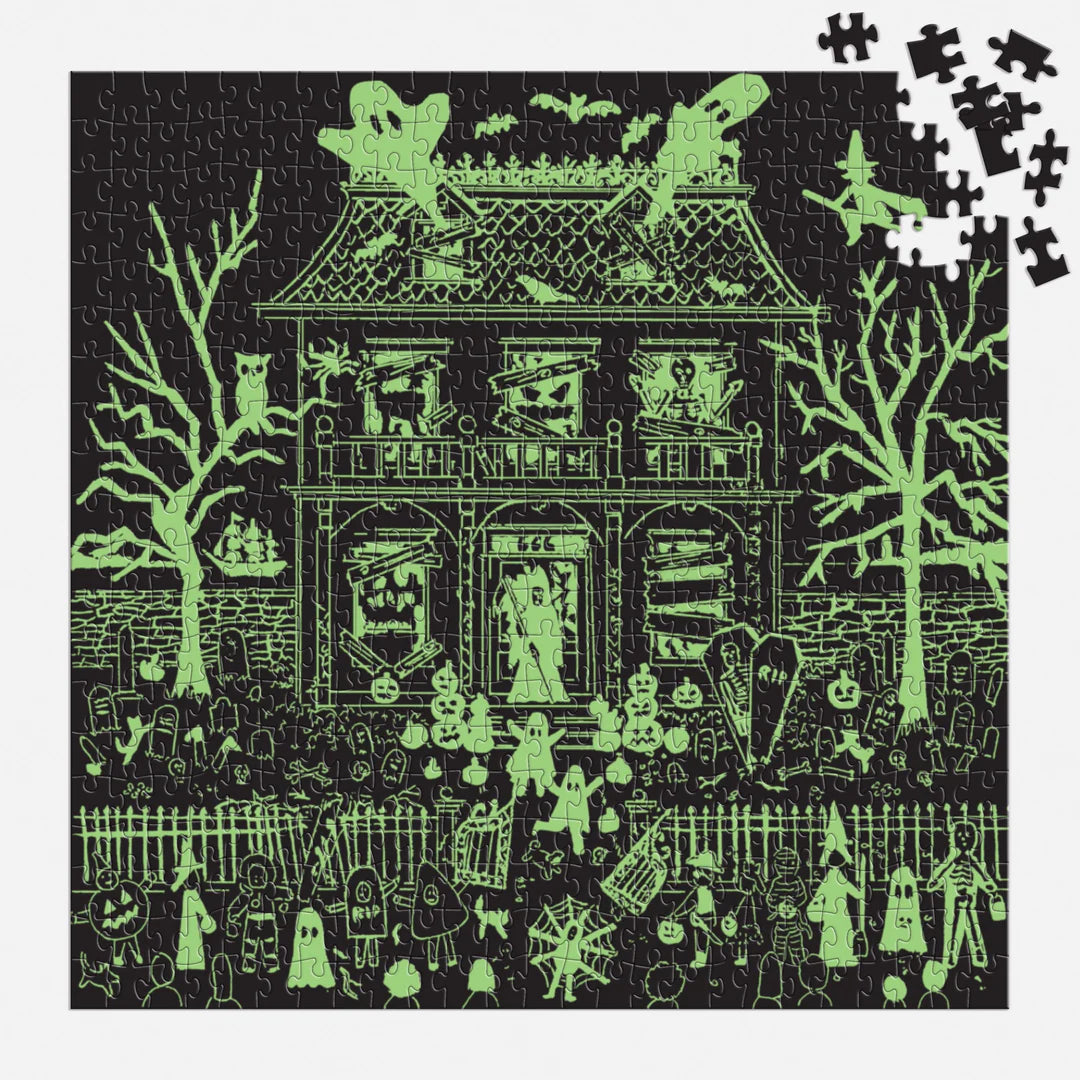 Michael Storrings Haunted House 500 Piece Glow in the Dark Puzzle - The Preppy Bunny