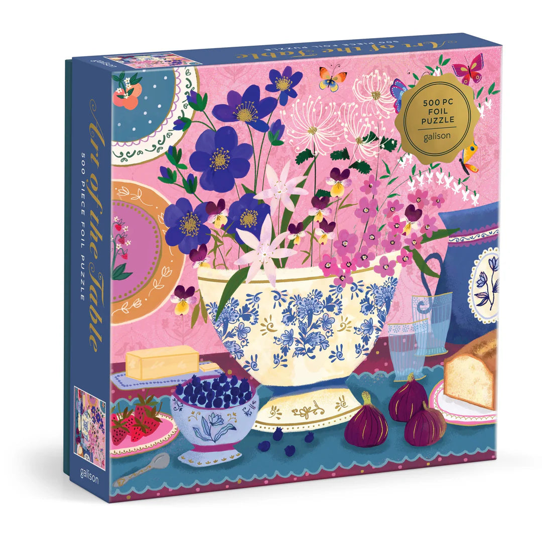 Joy Laforme Art of the Table 500 Foil Piece Puzzle - The Preppy Bunny