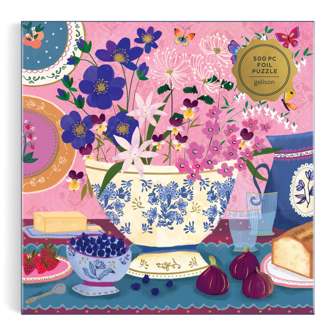 Joy Laforme Art of the Table 500 Foil Piece Puzzle - The Preppy Bunny