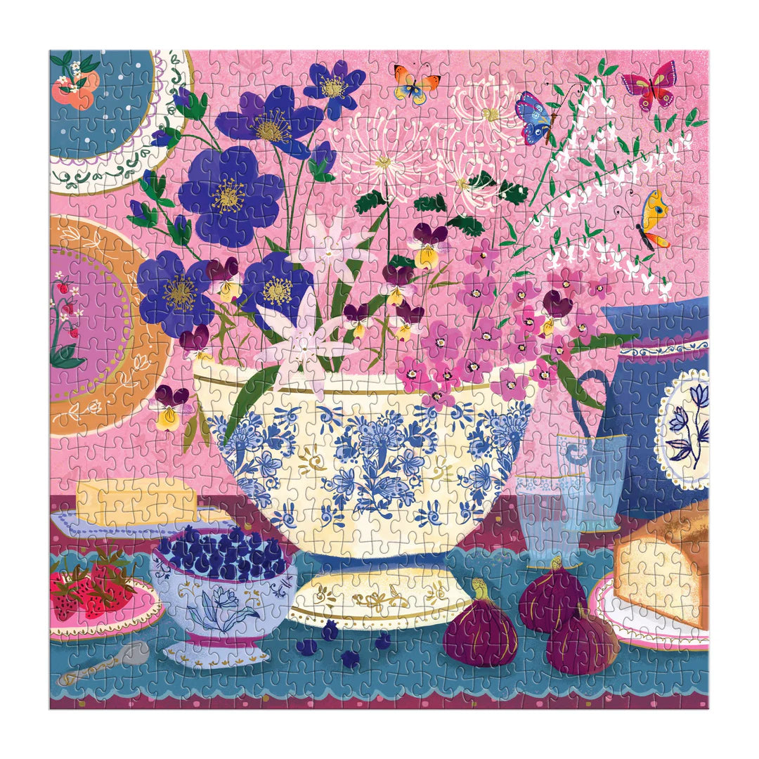Joy Laforme Art of the Table 500 Foil Piece Puzzle - The Preppy Bunny