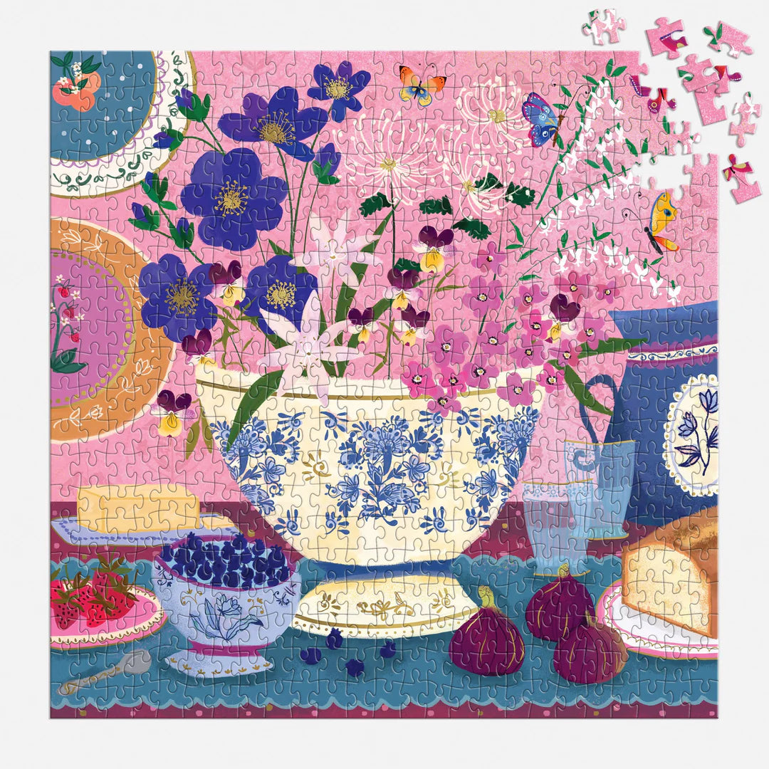 Joy Laforme Art of the Table 500 Foil Piece Puzzle - The Preppy Bunny