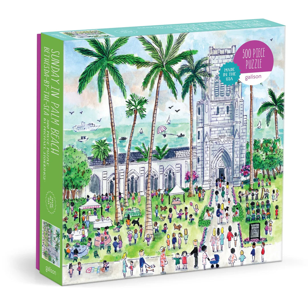 Michael Storrings Sunday in Palm Beach Bethesda by the Sea 500 Piece Puzzle - The Preppy Bunny