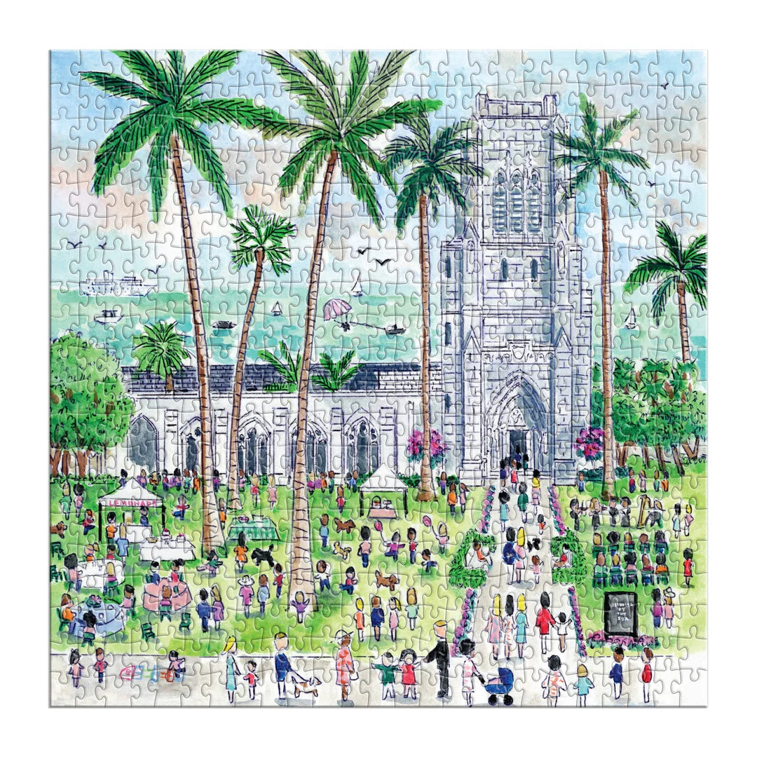 Michael Storrings Sunday in Palm Beach Bethesda by the Sea 500 Piece Puzzle - The Preppy Bunny