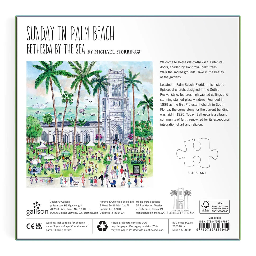 Michael Storrings Sunday in Palm Beach Bethesda by the Sea 500 Piece Puzzle - The Preppy Bunny