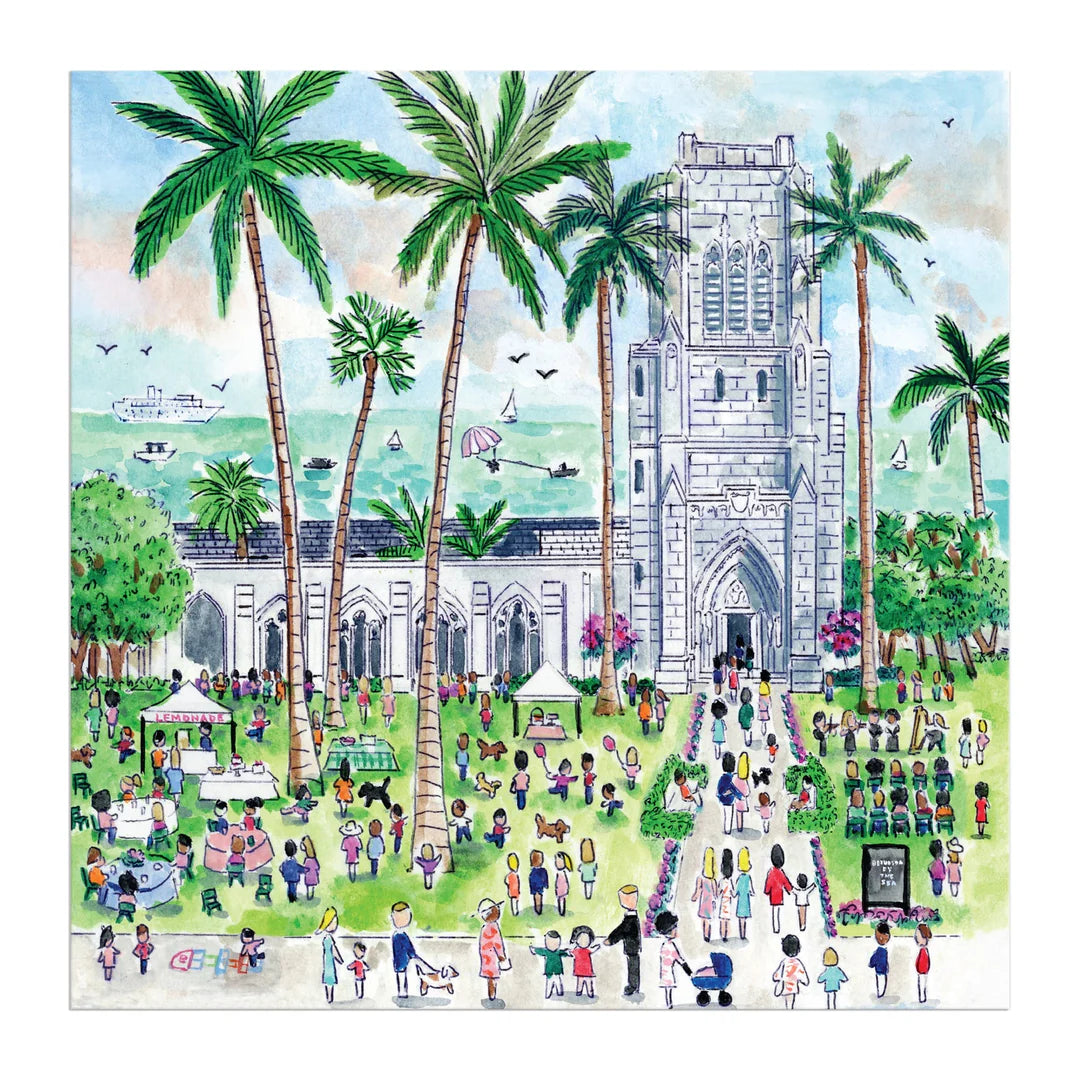 Michael Storrings Sunday in Palm Beach Bethesda by the Sea 500 Piece Puzzle - The Preppy Bunny