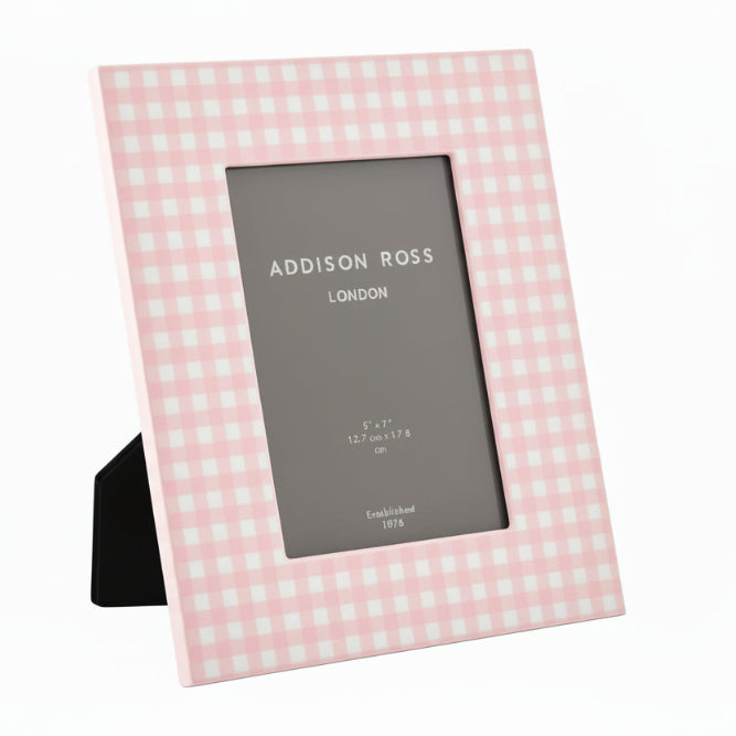 Checkered photo frame with 'Addison Ross London' branding on a white background
