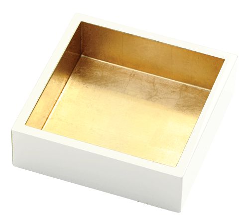 Lacquer Cocktail Napkin Holder in Ivory & Gold - The Preppy Bunny