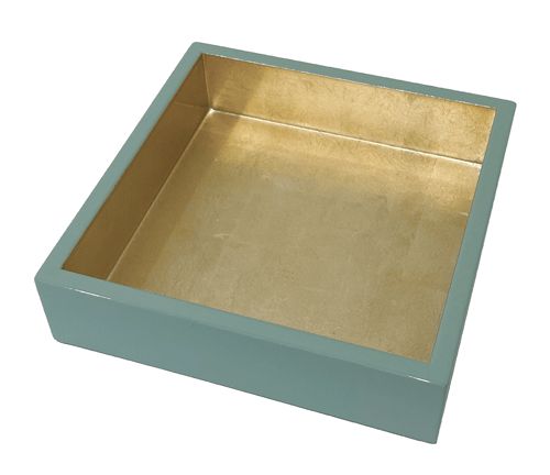 Lacquer Luncheon Napkin Holder in Celadon & Gold - The Preppy Bunny