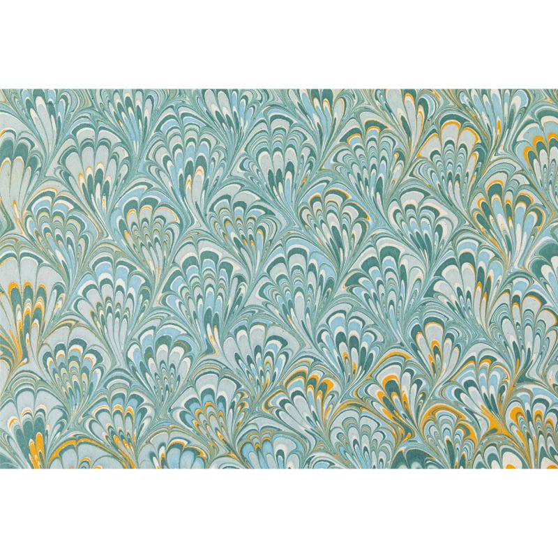 Blue & Gold Peacock Marbled Placemats - The Preppy Bunny