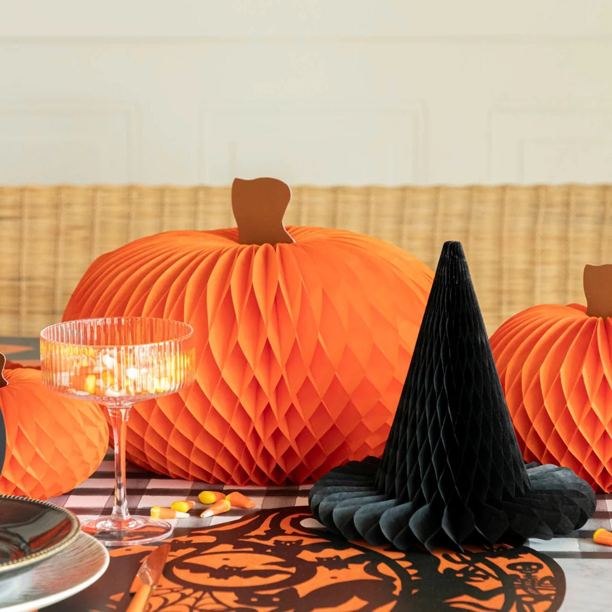 Honeycomb Pumpkins Set of 3 - The Preppy Bunny