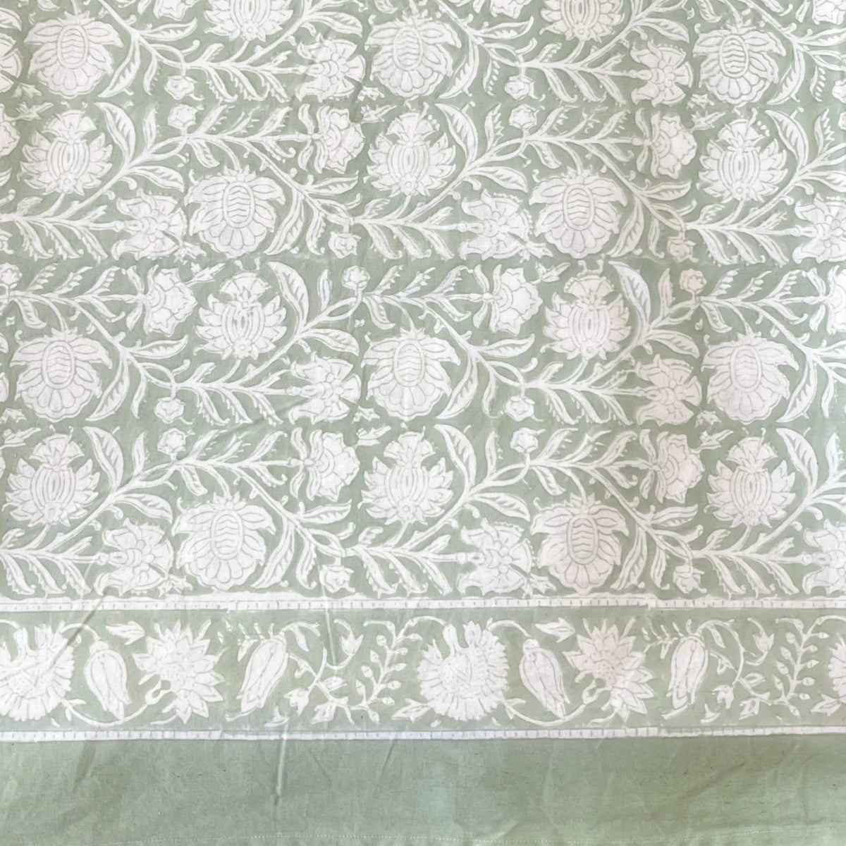 Light green print tablecloth - 72 x 132 in - The Preppy Bunny