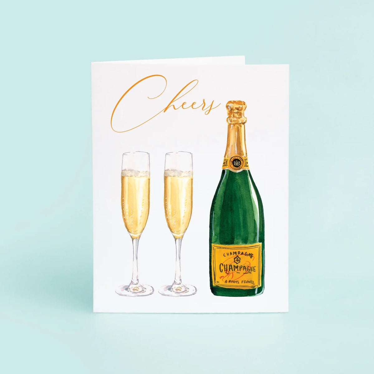 Champagne Bottle and Glasses Greeting Card - The Preppy Bunny