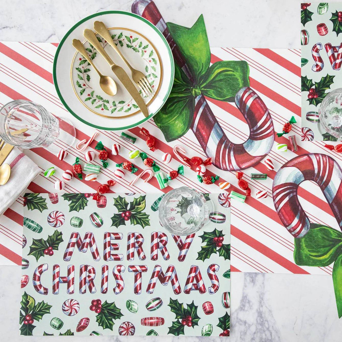 Merry Christmas Candy Paper Placemats - The Preppy Bunny