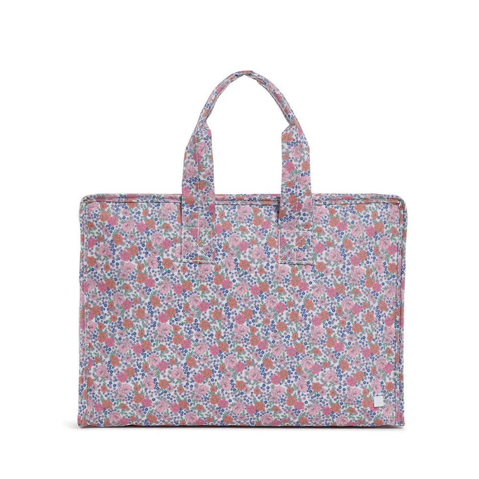 Zip Top Tote in Garden Floral - The Preppy Bunny