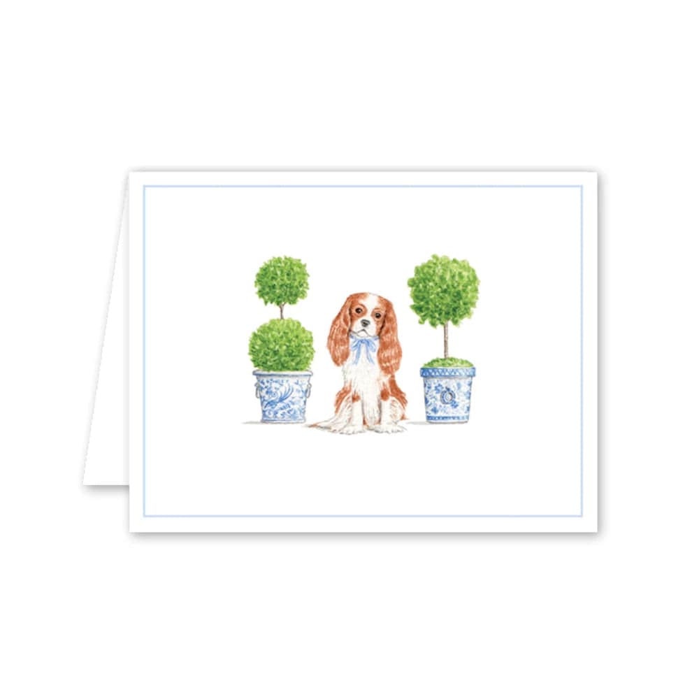 Dash Topiary and Toile Folded Card - Single Card - The Preppy Bunny