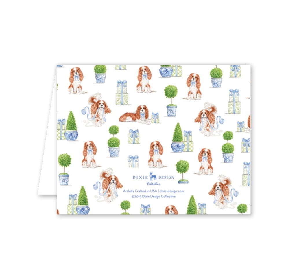 Dash Topiary and Toile Folded Card - Single Card - The Preppy Bunny