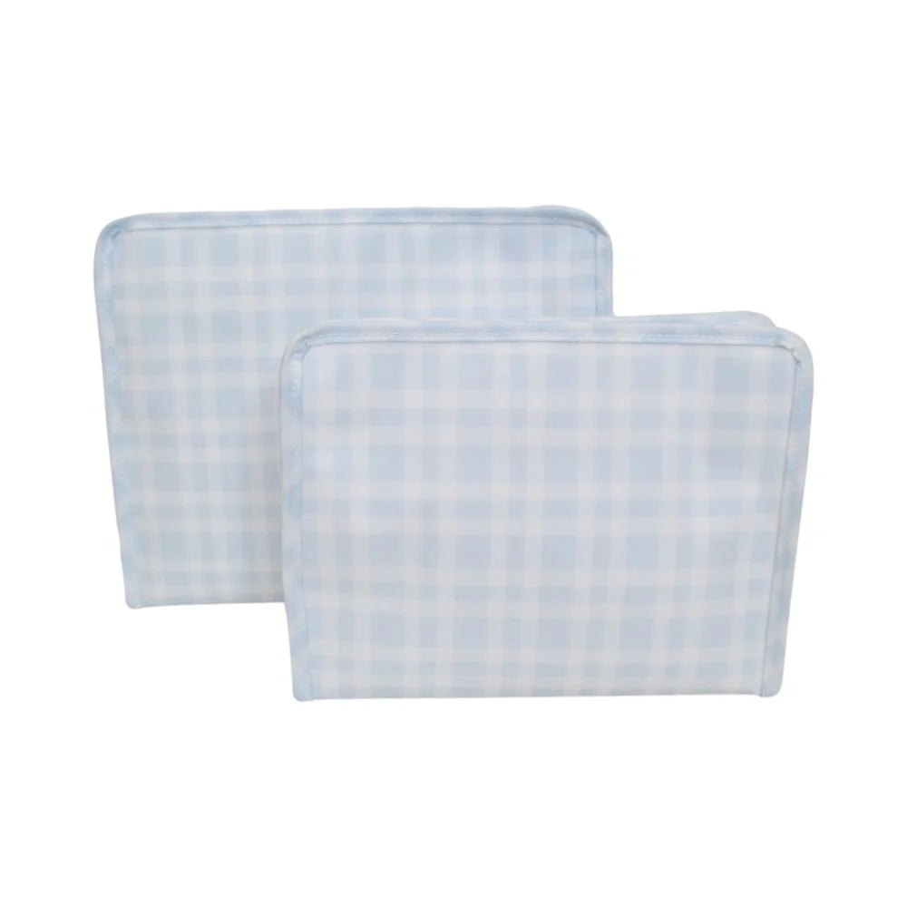 Pimlico Plaid Blue Roadie Pouch - 2 sizes available - The Preppy Bunny