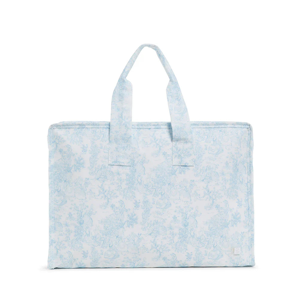 Zip Top Tote in Bunny Toile Blue - The Preppy Bunny