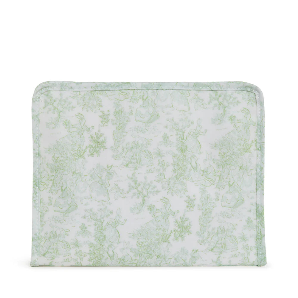 Bunny Toile Green Roadie Pouch - 2 sizes available - The Preppy Bunny