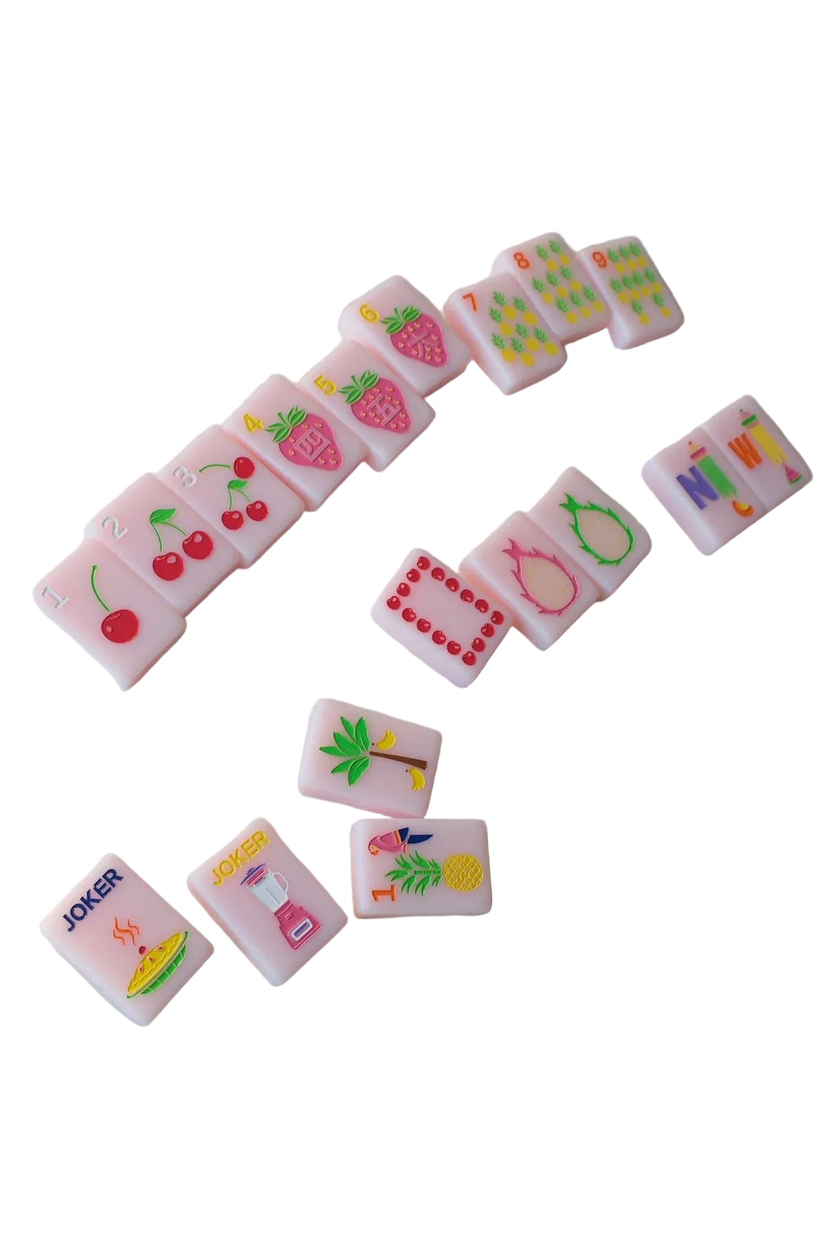 The Fruity Line in Pink Mahjong Tile Set