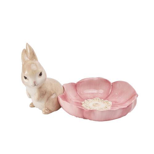 Bunny with Pink Petal Bowl - The Preppy Bunny